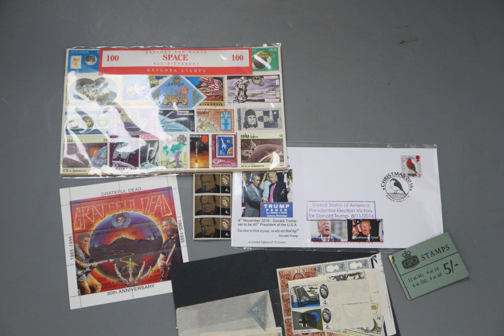 Two albums of world stamps including G.B. 1d black used (x2), British Empire plus loose in envelope